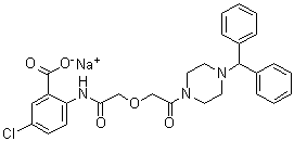2-[2-[2-(4-Benzhydrylpiperazin-1-yl)-2-oxoethoxy]acetamido]-5-chlorobenzoic acid sodium salt molecular structure (CAS 1103926-82-4)