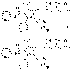structure of CAS# 1105067-88-6, Atorvastatin Impurity E calcium salt;(betaS,deltaS)-2-(4-Fluorophenyl)-beta,delta-dihydroxy-5-(1-methylethyl)-3-phenyl-4-[(phenylamino)carbonyl]-1H-pyrrole-1-heptanoic acid calcium salt (2:1)