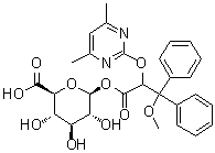 beta-D-吡喃葡萄糖醛酸 1-[alpha-[(4,6-二甲基-2-嘧啶基)氧基]-beta-甲氧基-beta-苯基苯丙酸酯]分子结构 (CAS 1106685-82-8)