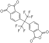 structure of CAS# 1107-00-2, 4,4'-(Hexafluoroisopropylidene)diphthalic anhydride;2,2-Bis(3,4-anhydrodicarboxyphenyl)hexafluoropropane