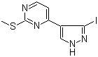 结构式 CAS# 1111638-74-4, 3-碘-4-(2-(甲硫基)嘧啶-4-基)-1H-吡唑