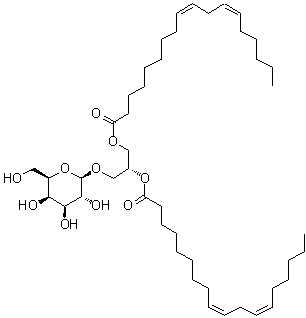 (2R)-2,3-Bis[[(9Z,12Z)-1-oxo-9,12-octadecadien-1-yl]oxy]propyl beta-D-galactopyranoside molecular structure (CAS 111187-15-6)