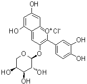 Cyanidin 3-O-alpha-L-arabinopyranoside molecular structure (CAS 111613-04-8)