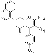 structure of CAS# 1118460-77-7, 2-Amino-5,6,7,8-tetrahydro-4-(4-methoxyphenyl)-7-(1-naphthalenyl)-5-oxo-4H-1-benzopyran-3-carbonitrile;UCPH 101
