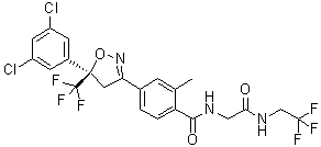 4-[(5R)-5-(3,5-Dichlorophenyl)-4,5-dihydro-5-(trifluoromethyl)-3-isoxazolyl]-2-methyl-N-[2-oxo-2-[(2,2,2-trifluoroethyl)amino]ethyl]benzamide molecular structure (CAS 1122022-03-0)