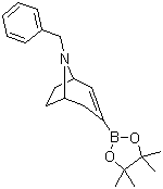structure of CAS# 1123661-15-3, 8-Benzyl-8-azabicyclo[3.2.1]oct-2-ene-3-boronic acid pinacol ester;8-(Phenylmethyl)-3-(4,4,5,5-tetramethyl-1,3,2-dioxaborolan-2-yl)-8-azabicyclo[3.2.1]oct-2-ene