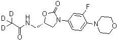 结构式 CAS# 1127120-38-0, 2,2,2-三氘-N-[[(5S)-3-(3-氟-4-吗啉-4-基苯基)-2-氧代-1,3-恶唑烷-5-基]甲基]乙酰胺