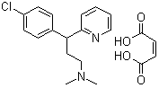 结构式 CAS# 113-92-8, 马来酸氯苯那敏; N,N-二甲基-gamma-(4-氯苯基)-2-吡啶丙胺顺丁烯二酸盐