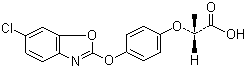 结构式 CAS# 113158-40-0, 精恶唑禾草灵; (R)-2-[4-(6-氯-2-苯并噁唑氧基)苯氧基]丙酸