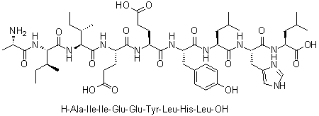 L-Alanyl-L-isoleucyl-L-isoleucyl-L-alpha-glutamyl-L-alpha-glutamyl-L-tyrosyl-L-leucyl-L-histidyl-L-leucine molecular structure (CAS 1133962-48-7)