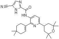 5-Cyano-N-[2-(4,4-dimethyl-1-cyclohexen-1-yl)-6-(tetrahydro-2,2,6,6-tetramethyl-2H-pyran-4-yl)-3-pyridinyl]-1H-imidazole-2-carboxamide molecular structure (CAS 1142363-52-7)