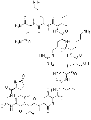 structure of CAS# 114281-19-5, Levitide;5-Oxo-L-prolylglycyl-L-methionyl-L-isoleucylglycyl-L-threonyl-L-leucyl-L-threonyl-L-seryl-L-lysyl-L-arginyl-L-isoleucyl-L-lysyl-L-glutamamide
