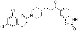 结构式 CAS# 1144035-53-9, PF 8380; 4-[3-氧代-3-(2-氧代-2,3-二氢苯并恶唑-6-基)丙基]哌嗪-1-羧酸 3,5-二氯苄酯