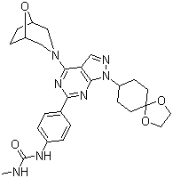 structure of CAS# 1144068-46-1, WYE 125132;N-[4-[1-(1,4-Dioxaspiro[4.5]dec-8-yl)-4-(8-oxa-3-azabicyclo[3.2.1]oct-3-yl)-1H-pyrazolo[3,4-d]pyrimidin-6-yl]phenyl]-N'-methylurea
