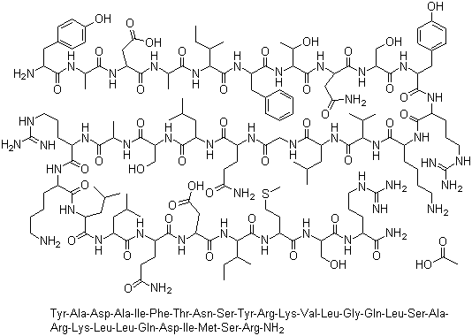 Sermorelin acetate molecular structure (CAS 114466-38-5)