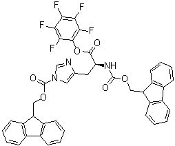 N,1-Bis[(9H-fluoren-9-ylmethoxy)carbonyl]-L-histidine pentafluorophenyl ester molecular structure (CAS 114616-10-3)