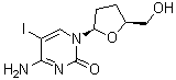 structure of CAS# 114748-57-1, 2',3'-Dideoxy-5-iodocytidine;5-Iodo-2',3'-dideoxycytidine