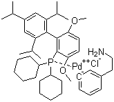 Chloro[2-(dicyclohexylphosphino)-3,6-dimethoxy-2'-4'-6'-triisopropyl-1,1'-biphenyl][2-(2-aminoethyl)phenyl]palladium(II) molecular structure (CAS 1148148-01-9)
