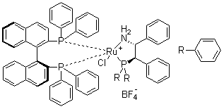 结构式 CAS# 1150316-02-1, [(S)-2,2'-双(二苯基膦)-1,1'-联萘][(1S,2S)-2-(二苯基膦)-1,2-二苯基乙胺]氯化钌四氟硼酸盐