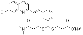 结构式 CAS# 115103-85-0, (E)-3-[[[3-[2-(7-氯-2-喹啉基)乙烯基]苯基][[3-(二甲基氨基)-3-氧代丙基]硫基]甲基]硫基]丙酸钠盐