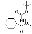 结构式 CAS# 115655-44-2, 4-(叔丁氧羰基氨基)哌啶-4-羧酸甲酯