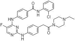 N-(2-Chlorophenyl)-4-[[2-[[4-[2-(4-ethyl-1-piperazinyl)-2-oxoethyl]phenyl]amino]-5-fluoro-4-pyrimidinyl]amino]benzamide molecular structure (CAS 1158838-45-9)