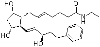 structure of CAS# 1163135-95-2, 5-trans-Bimatoprost;(5E)-7-[(1R,2R,3R,5S)-3,5-Dihydroxy-2-[(1E,3S)-3-hydroxy-5-phenyl-1-penten-1-yl]cyclopentyl]-N-ethyl-5-heptenamide