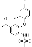 structure of CAS# 116686-15-8, N-[4-Acetyl-2-(2,4-difluorophenoxy)phenyl]-methanesulfonamide;FK 3311