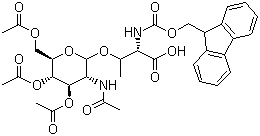 N-芴甲氧羰基-O-beta-(2-乙酰氨基-2-脱氧-3,4,6-三-O-乙酰基-alpha-D-吡喃半乳糖基)-L-苏氨酸分子结构 (CAS 116783-35-8)