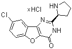 structure of CAS# 1169562-71-3, 8-Chloro-2-(2S)-2-pyrrolidinylbenzofuro[3,2-d]pyrimidin-4(3H)-one hydrochloride (1:?)