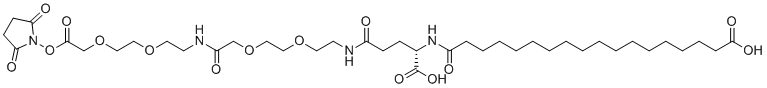 结构式 CAS# 1169630-40-3, 17-((S)-1-羧基-3-{2-[2-({2-[2-(2,5-二氧代-吡咯烷-1-基氧基羰基甲氧基)乙氧基]乙基氨基甲酰}甲氧基)乙氧基]乙基氨基甲酰}丙基氨基甲酰)-十七烷酸