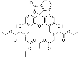 结构式 CAS# 1170856-93-5, N,N'-[(3',6'-二羟基-3-氧代螺[异苯并呋喃-1(3H),9'-[9H]氧杂蒽]-4',5'-二基)二(亚甲基)]二[N-(2-乙氧基-2-氧代乙基)甘氨酸] 1,1'-二乙酯