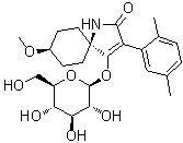 结构式 CAS# 1172614-86-6, 顺式-3-(2,5-二甲基苯基)-4-(beta-D-吡喃葡萄糖基氧基)-8-甲氧基-1-氮杂螺[4.5]癸-3-烯-2-酮