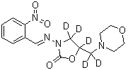 structure of CAS# 1173097-59-0, 4,4,5-Trideuterio-5-[dideuterio(morpholin-4-yl)methyl]-3-[(E)-(2-nitrophenyl)methylideneamino]-1,3-oxazolidin-2-one;2-NP-AMOZ-D5
