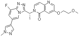 6-[(1R)-1-[8-Fluoro-6-(1-methyl-1H-pyrazol-4-yl)-1,2,4-triazolo[4,3-a]pyridin-3-yl]ethyl]-3-(2-methoxyethoxy)-1,6-naphthyridin-5(6H)-one molecular structure (CAS 1173699-31-4)