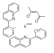 结构式 CAS# 1173886-71-9, 双(2-苯基喹啉)(2,4-戊二酮酸)合铱
