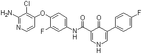 N-[4-((2-Amino-3-chloropyridin-4-yl)oxy)-3-fluorophenyl]-5-(4-fluorophenyl)-4-oxo-1,4-dihydropyridine-3-carboxamide molecular structure (CAS 1174046-72-0)