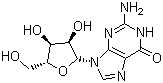 structure of CAS# 118-00-3, Guanosine;2-Amino-9-beta-D-ribofuranosyl-9H-purine-6-(1H)-one hydrate; Guanine riboside Guanine riboside; 9-(beta-D-Ribofuranosyl)guanine; Guanine-9-beta-D-ribofuranoside