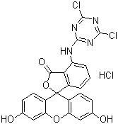 6-([4,6-二氯三嗪-2-基]氨基)荧光素盐酸盐分子结构 (CAS 118357-32-7)