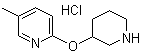 结构式 CAS# 1185308-63-7, 5-甲基-2-(3-哌啶基氧基)吡啶盐酸盐