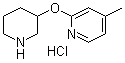 structure of CAS# 1185310-94-4, 4-Methyl-2-(3-piperidinyloxy)pyridine hydrochloride