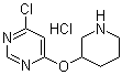 structure of CAS# 1185311-81-2, 4-Chloro-6-(3-piperidinyloxy)pyrimidine hydrochloride