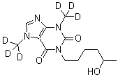 3,7-Dihydro-1-(5-hydroxyhexyl)-3,7-di(methyl-d<sub>3</sub>)-1H-purine-2,6-dione molecular structure (CAS 1185995-26-9)