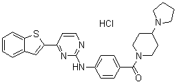 [4-[(4-Benzo[b]thien-2-yl-2-pyrimidinyl)amino]phenyl][4-(1-pyrrolidinyl)-1-piperidinyl]-methanone hydrochloride (1:1) molecular structure (CAS 1186195-62-9)