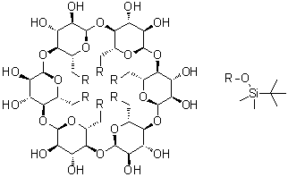 结构式 CAS# 118646-79-0, 六(6-二甲基-叔丁基硅烷基)-alpha-环糊精