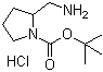 structure of CAS# 1188263-74-2, 2-(Aminomethyl)-1-pyrrolidinecarboxylic acid 1,1-dimethylethyl ester hydrochloride (1:1)