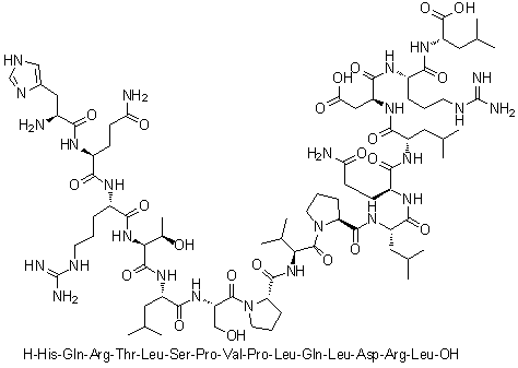 L-Histidyl-L-glutaminyl-L-arginyl-L-threonyl-L-leucyl-L-seryl-L-prolyl-L-valyl-L-prolyl-L-leucyl-L-glutaminyl-L-leucyl-L-alpha-aspartyl-L-arginyl-L-leucine molecular structure (CAS 1188512-65-3)