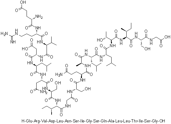 L-alpha-Glutamyl-L-arginyl-L-valyl-L-alpha-aspartyl-L-leucyl-L-asparaginyl-L-seryl-L-isoleucylglycyl-L-seryl-L-glutaminyl-L-alanyl-L-leucyl-L-leucyl-L-threonyl-L-isoleucyl-L-seryl-glycine molecular structure (CAS 1188512-78-8)