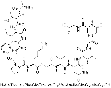 L-Alanyl-L-threonyl-L-leucyl-L-phenylalanylglycyl-L-prolyl-L-lysylglycyl-L-valyl-L-asparaginyl-L-isoleucylglycylglycyl-L-alanyl-glycine molecular structure (CAS 1188512-95-9)