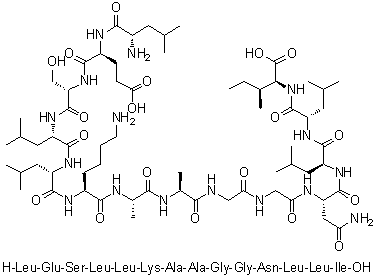 L-Leucyl-L-alpha-glutamyl-L-seryl-L-leucyl-L-leucyl-L-lysyl-L-alanyl-L-alanylglycylglycyl-L-asparaginyl-L-leucyl-L-leucyl-L-isoleucine molecular structure (CAS 1188513-32-7)